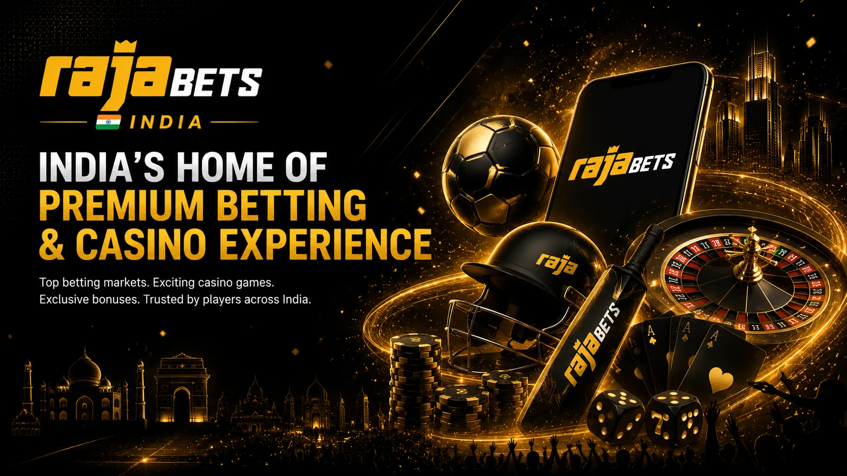 Rajabets India online sportsbook and casino platform with cricket betting, live casino games, mobile betting app, and secure payment methods for Indian players