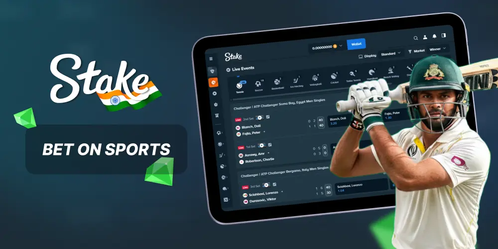 Place sports bets on Stake in India
